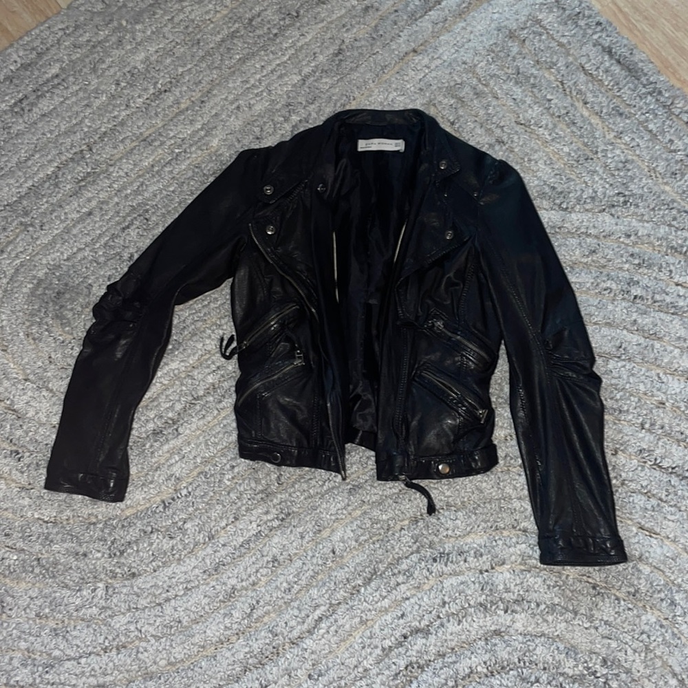 Zara Black Faux Leather Moto Jacket Size Medium
